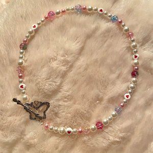 Handmade beaded pearl choker